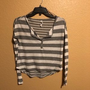 American Eagle grey & white striped top